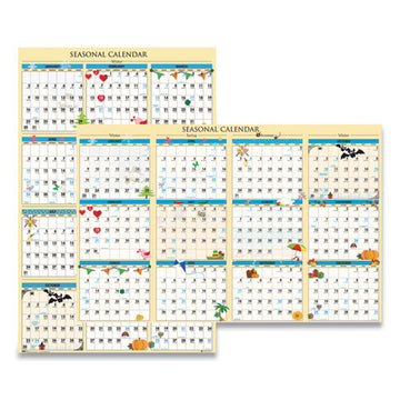 House of Doolittle™ Recycled Seasonal Laminated Wall Calendar, Earthscapes Illustrated Seasons Artwork, 24 X 37, 12-month (jan To Dec): 2022 freeshipping - TVN Wholesale